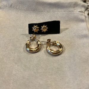 Gold flower power hoops and sun studs